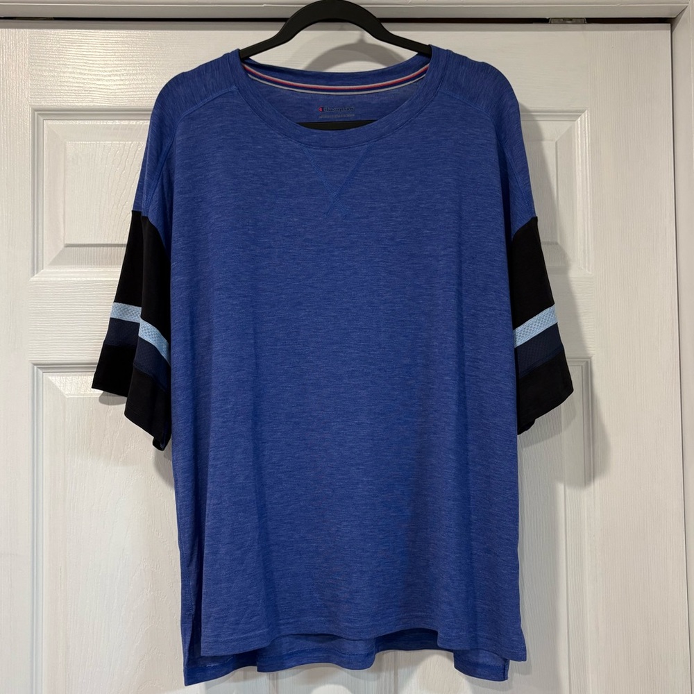 Champion Blue and Black Short Sleeve Tee